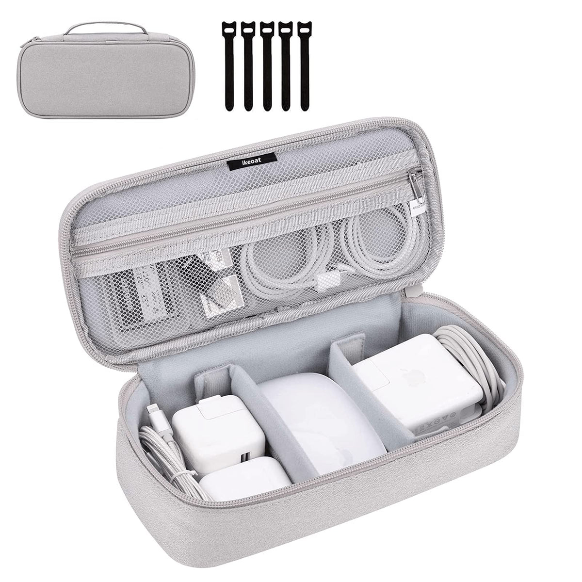 ikeoat Portable Electronic Accessories Bag Organizer, Travel Gadgets Storage Case Cable Organizer Pouch Compatible for Charger USB Cables SD Memory Cards Earphone Flash Hard Drive Phone Power Bank, M
