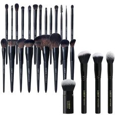 LORYP 4 Pcs Full Face Professional Makeup Brushes Set with Retractable Kabuki Airbrush and 21Pcs Powder Blush Foundation Concealer Highlighter Brush Vegan Pro Face and Eye Brush Kit