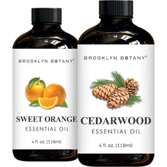 Brooklyn Botany Sweet Orange & Cedarwood Essential Oils 4 Fl Oz Pack of 2 100% Pure & Natural Grounding & Uplifting Aromatherapy Blend
