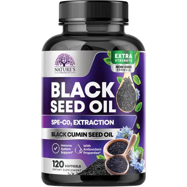 Black Seed Oil Capsules - 1000mg Black Seed Oil Per Serving with Thymoquinone - Pure Nigella Sativa for Skin Health Support - Amazing Extraction Above Cold Pressed Black Cumin Seed - 120 Softgels