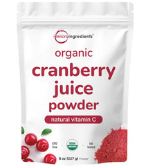 Micro Ingredients Sustainably US Grown, Organic Cranberry Juice Powder (Wild Cranberry Supplements Cold Pressed), 8 Ounce | Supports Urinary Tract Cleanse & Prostate Health* | Filler Free, Water Soluble, Pet Friendly