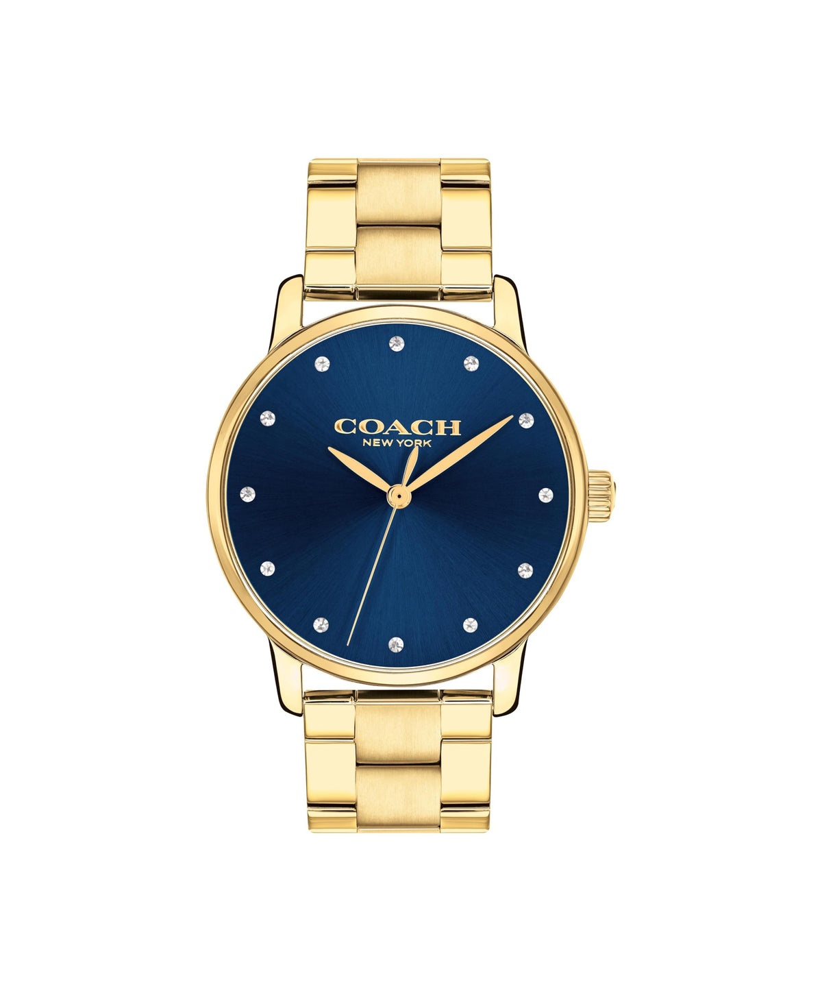 COACH 14503970 Blue Dial Gold Stainless Steel Bracelet Ladies 36mm Grand Watch, Blue
