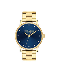 COACH 14503970 Blue Dial Gold Stainless Steel Bracelet Ladies 36mm Grand Watch, Blue