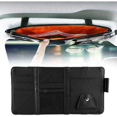 Sulfar Car Sun Visor Organizer,Storage Bag and Glasses Holder with Zipper,PU Auto Interior Accessories Storage Travel Document Holder with Multi-Pocket…