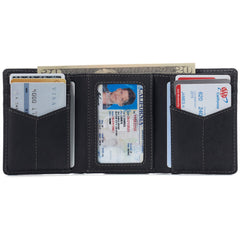 Alpine Swiss Men's Leon Trifold Wallet RFID Safe York Collection - Nubuck Black