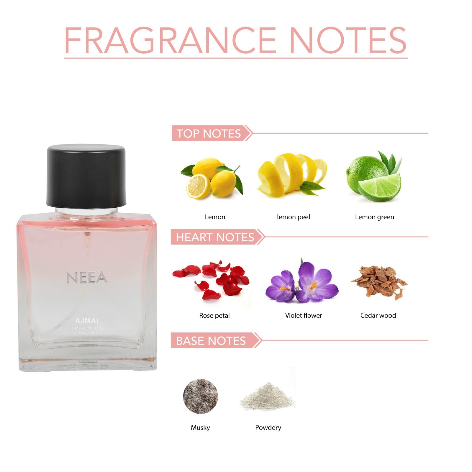 Ajmal Neea EDP Combo Pack of 2 each 100ml (Total 200ML) for Women + 4 Parfum Testers