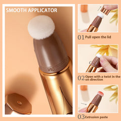 Cream Contour Beauty Wand,Xcreando Liquid Contour Stick with Cushion Applicator Silky Liquid Bronzer Stick Waterproof Lightweight Face Concealer Contouring with Natural Matte Finish(#03 Peach Blush)