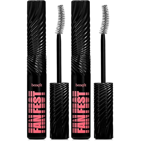 Benefit Cosmetics Mini Fan Fest Fanning & Volumizing Mascara Hyper Black, 0.07 Ounce (Pack of 2)