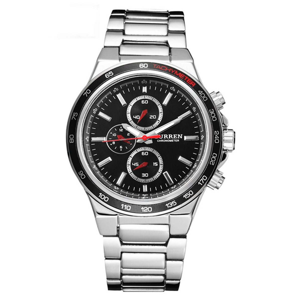 Curren M-8011 Mens Digital Stainless Steel Watch - Silver