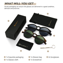 SUNGAIT Women's Classic Vintage Round Polarized Sunglasses Retro Style UV400 SGT166