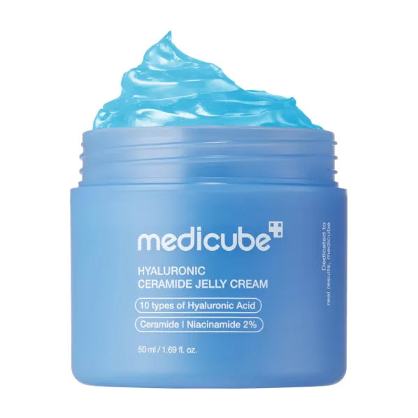 medicube Hyaluronic Acid Moisturizing Jelly Cream, Daily Moisturizer for All Skin Types | Long-lasting Hydration with Hyaluronic Acid, Ceramides, Multi Peptides, Supports Skin's Natural Barrier - 50ML