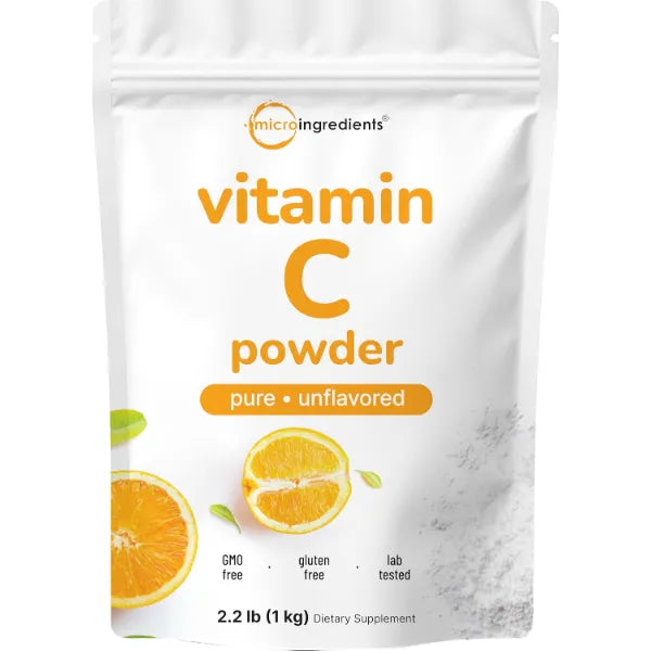 Micro Ingredients Vitamin C Powder, 2.2lbs (1kg) | Ascorbic Acid Supplement | Essential Vitamin for Women & Men | 1,000 Servings | Unflavored | Non-GMO, Filler Free, Gluten Free