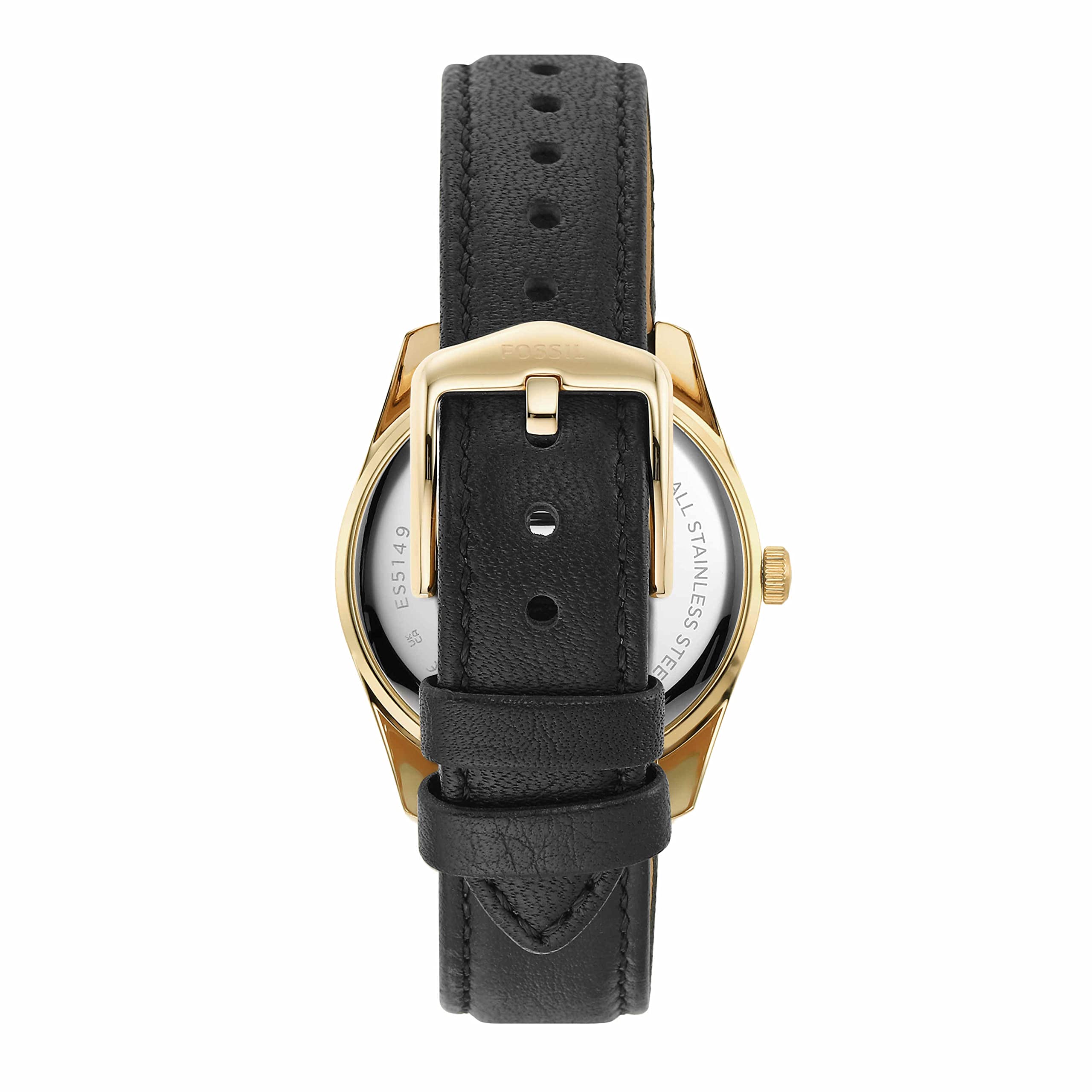 Fossil Women's Scarlette Mini Quartz Stainless Steel and Eco Leather Three-Hand Watch, Color: Gold, Black (Model: ES5149)