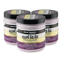 Aunt Jackie's Curl La La Defining Custard for Curls, Coils & Waves Enriched with Shea Butter and Olive Oil, 15 oz, 3 Pack