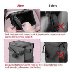 Ryhpez Car Trash Can with Lid - Car Trash Bag Hanging with Storage Pockets Collapsible and Portable Car Garbage Bin