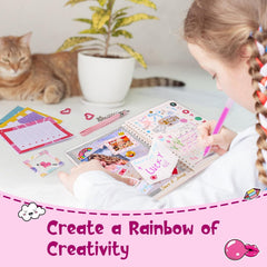 DIY Journal Kit for Girls，Scrapbooking Supplies Kit， DIY Journal Set for Girls, Scrapbook & Diary Supplies Set, Journaling Art Crafts Kit, Toys/Birthday Gifts for Girls for 6-13 Year Old Girl