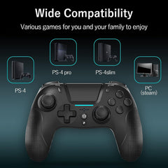 JUSTADIL Game controller, wireless controller with dual vibration/6-axis sensitive joystick/audio/touchpad, Bluetooth Playstation 4 controller compatible with PS3/PS4/Slim/PC/Android/iOS
