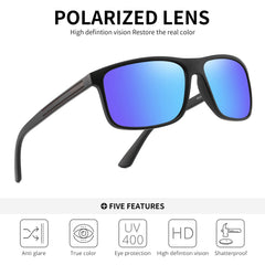 PUKCLAR Polarized Sunglasses Men Women - Rectangular Hiking Lightweight Material TR90 Frame UV400 Sports Outdoor Golf Cycling Fishing Eyewear Sunglasses