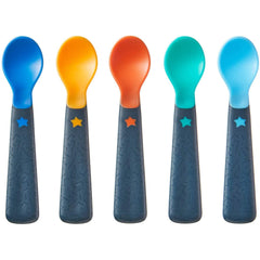Tommee Tippee Easigrip™ Self-Feeding Weaning Spoons, Chunky Handles With Deep And Wide Spoon Base, 4M+, Pack Of 5