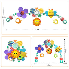 Masroo Adjustable Arch Bassinet Toys for Infant & Toddlers, Stroller Arch, Baby Crib Toys with Fascinating Toys for Stimulating Baby’s Senses and Developing Motor Skills