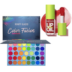 MYUANGO Rainbow Eyeshadow Palette with Hydrating Lip Oil Bundle
