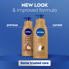 NIVEA Body Lotion for Dry Skin, Cocoa Butter, 5in1 Complete Care, 48H Deep Moisture, 2x400ml - Pack of 2