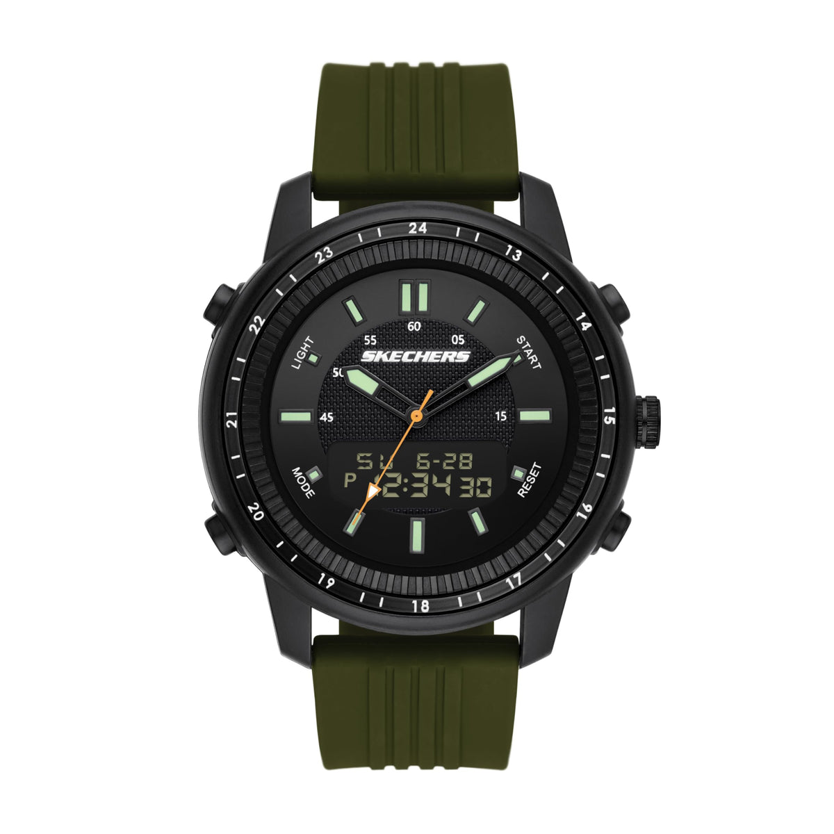 Skechers Men's Quartz Lightweight Analog Digital Watch - Wilkie Black/Green