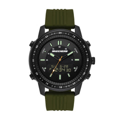 Skechers Men's Quartz Lightweight Analog Digital Watch - Wilkie Black/Green