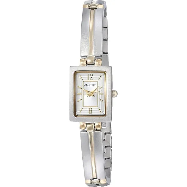 Armitron Women's 75/5331SVTT Rectangular Shaped Two-Tone Bangle Watch