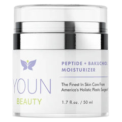 YOUN Beauty Peptide + Bakuchiol Moisturizer – Paraben-Free Retinol-Alternative Face Moisturizer to Support Collagen Production, Skin Hydration and Elasticity - 50ml