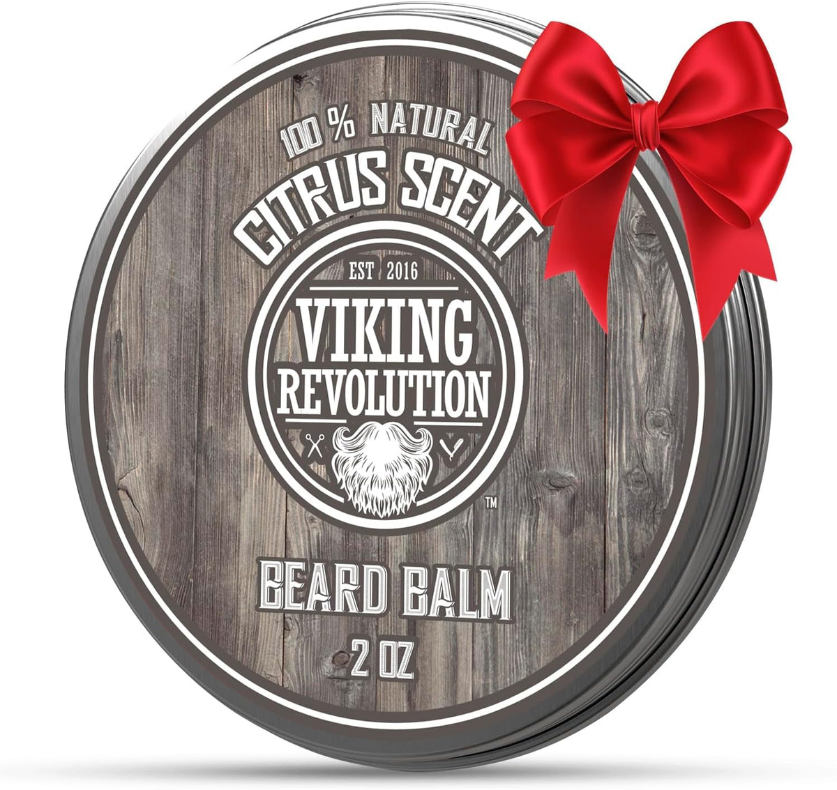 Viking Revolution Beard Balm - All Natural Grooming Treatment with Argan Oil & Mango Butter - Strengthens & Softens Beards & Mustaches - Citrus Scent Leave in Conditioner Wax for Men - 1 Pack