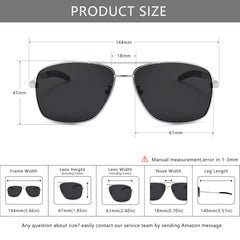 SUNGAIT Men's Polarized Square Aviator Sunglasses Durable Metal Frame for Fishing Driving Golf 100% UV Protection