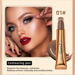 Liquid Contour Beauty Wand, Highlighter and Bronzer Stick with Cushion Applicator, Long Lasting Natural Shimmer Smooth Silky Cream Face Highlighter Bronzer Stick Makeup (#01)