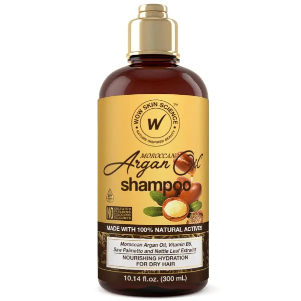 WOW Skin Science Moroccan Argan Oil Shampoo, Sulfate Free Moisturizing Shampoo for Dry, Damaged Hair For Women & Men - 300ml