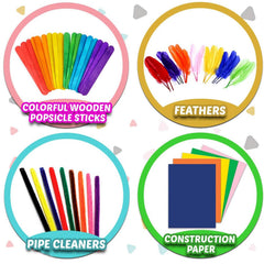 TOYBY Kids Crafts and Art Supplies Jar Kit for Kids Age 4-9, 560+ Pieces Included Pipe Cleaners Craft,Glitter Glue,Pom Poms,Feather, Make Bracelets and Necklaces - for Craft DIY Art Supplies (Model A)