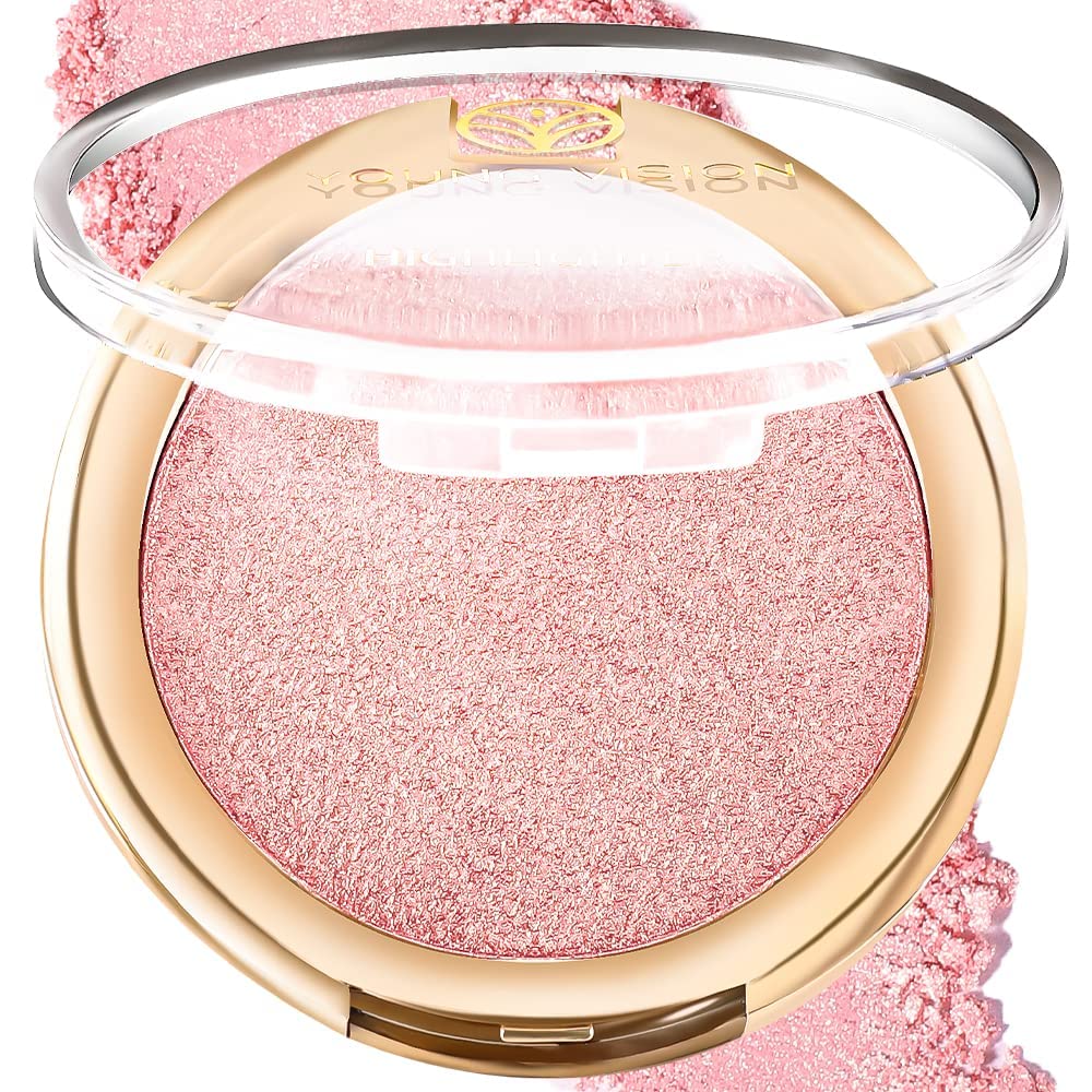 MAKINGTEC Baked Highlighter Powder Palette, Sheer Pearl Shimmer Shades for Face Highlighter Makeup, Highly Pigmented Illuminating Bronzer Powder Weightless Creamy Texture