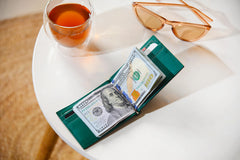 Eagle RFID Money Clip Wallet | Handcrafted New Zealand Leather Wallet | | 6 Card Holder Slots & Cash Clip | Minimalist wallet with Ultra-Slim design | Ultra-soft & Luxurious (BLACK GREEN)