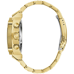 Bulova Men's Icon High Precision Quartz Chronograph Watch, Curved Mineral Crystal, 300m Water Resistant, Continuous Sweeping Secondhand, Luminous Markers - Gold Tone