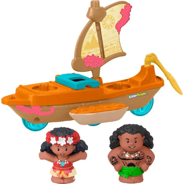 Fisher-Price Little People Toddler Toy Disney Princess Moana & Maui’s Canoe Sail Boat with Figures for Pretend Play