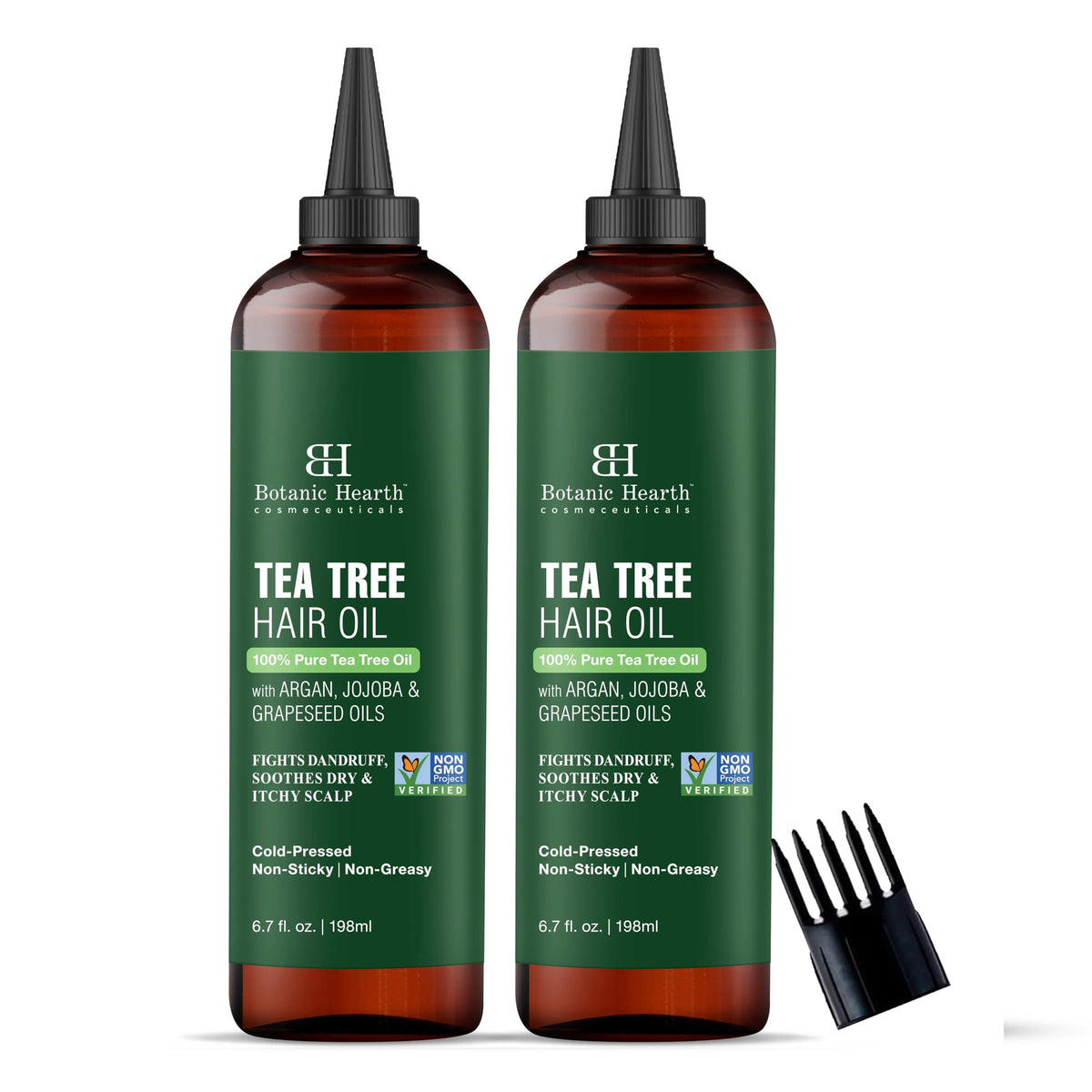 Botanic Hearth Tea Tree Oil for Hair | With Jojoba & Grapeseed Oils | Soothes Itchy Scalp & Fights Dandruff | Non GMO Verified | 6.7 fl oz, Pack of 2
