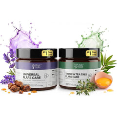 MyMagicHealer Complete Flare Care DUO Universal & Thyme Tea Tree Drawing Salve for HS, Boils & Breakouts Dual Care for Irritated Skin Natural Ingredients 2 x 2 oz