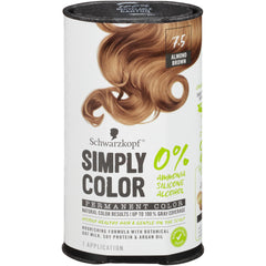 Schwarzkopf Simply Color Permanent Hair Dye 7.5 Almond Brown, Permanent Hair Dye for a Healthy Look, No Ammonia or Silicone, Dermatologically Tested, No PPD or PTD