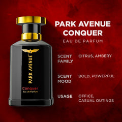 Park Avenue Perfume for Men, Conquer 100ml | Eau De Parfum | Premium, Long Lasting, Intense Fragrance Spray | Suitable for every occasion | Ideal Valentines Day Gift