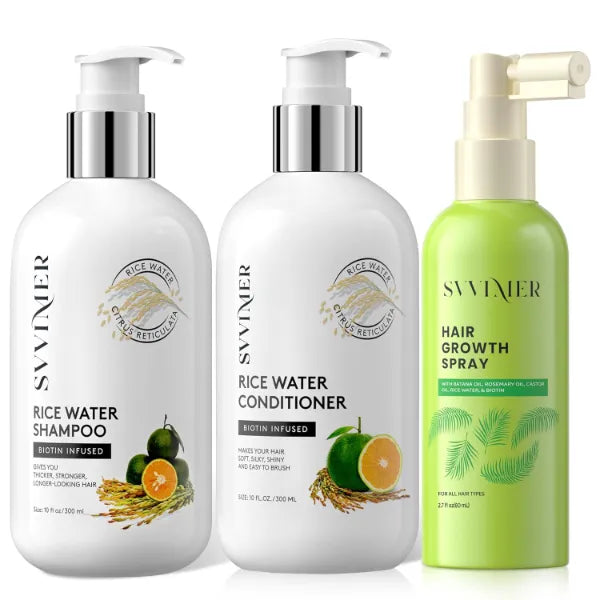 Svvimer Rice Water Shampoo, Conditioner and Hair Growth Spray