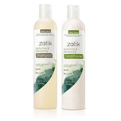 Zatik Naturals - Nurturing and Refreshing Shampoo + Conditioner Set, with Neem & Bay Leaf for Dry, Fine, Delicate Hair - Biodegradable, pH Balanced, Sulfates & Phthalates Free, 2x10.8oz (One of Each)