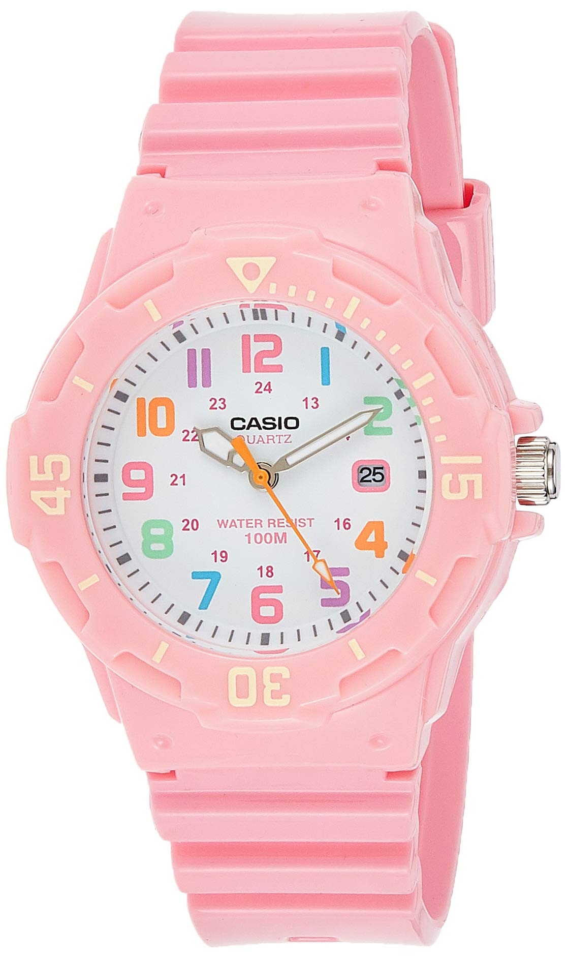 Casio Womens Quartz Watch, Analog Display and Resin Strap Pink/White