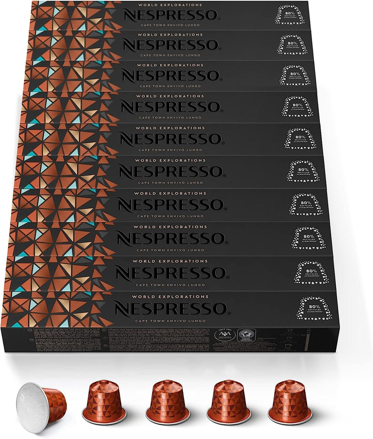 Nespresso Cape Town Envivo Lungo Original Line Capsules Pack of 10 (100 capsules) World Explorations Series