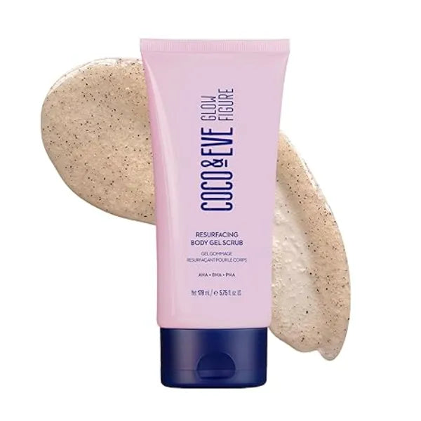 Coco & Eve Resurfacing Body Gel Scrub Exfoliating Scrub with AHA, BHA for Smoothing, Brightening and Pre Tan Prep. Improves Dry, Textured Skin, Uneven Tone. Suitable for Sensitive Skin 5.75 fl oz
