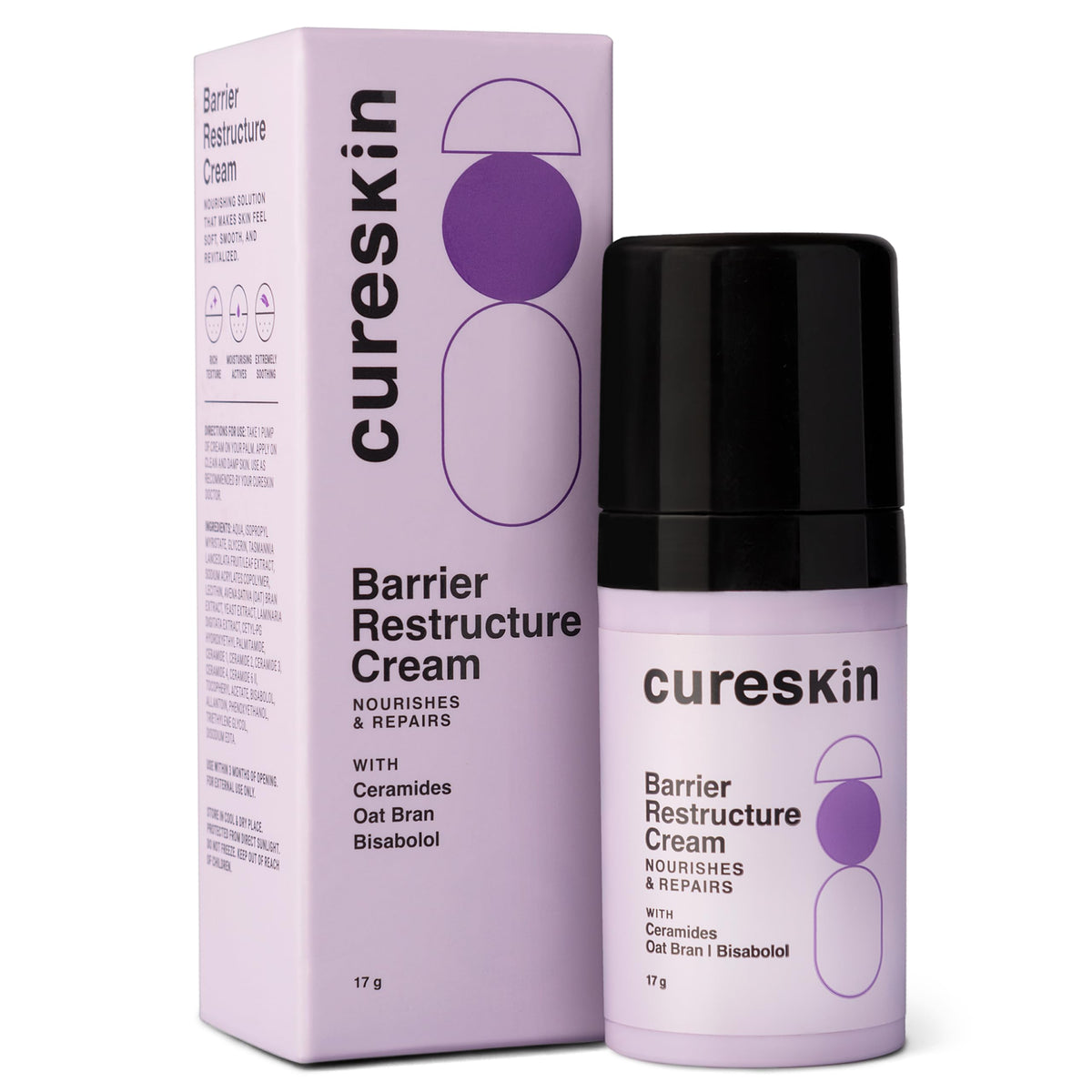 Cure Skin Barrier Restructuring Cream | Nourishes & Repairs | Ceramides, Oat Brand, Bisabollo (17g)