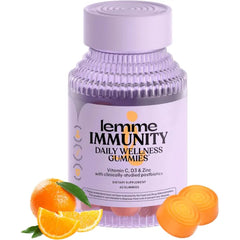 Lemme Immunity Postbiotic Gummies with Vitamin C, Vitamin D (2000 IU), Zinc, 10 Billion Postbiotic Cells, Astragalus for Immune Support - Vegetarian, Gluten Free, Sweet Orange (60 Count)
